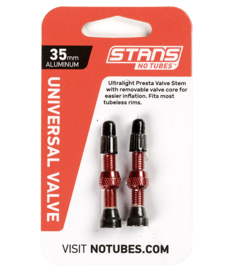 STANS NoTubes 35mm Alloy Tubeless Presta Valves Red-1